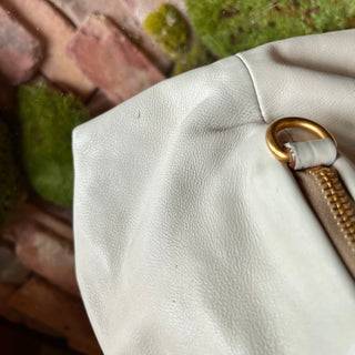 PRADA Bauletto Cream Glace Calfskin Leather Satchel