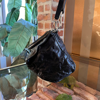 GIVENCHY Pandora Black Crinkled Leather Shoulder Bag