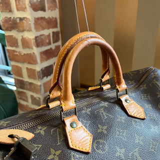 LOUIS VUITTON Speedy 40 Brown Monogram Canvas Vintage Satchel Bag