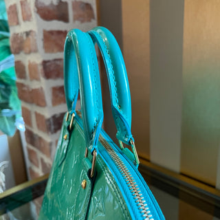 LOUIS VUITTON Monogram Vernis Alma Turquoise PM