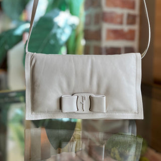 SALVATORE FERRAGAMO Puffy Footballer Vara Beige Leather Crossbody