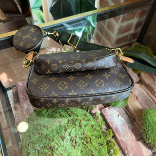 LOUIS VUITTON Khaki Brown Multi Pochette Accessories Monogram Coated Canvas Crossbody Bag