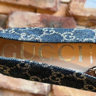 GUCCI Horsebit GG Denim Flats SZ 36.5 (US 6.5)