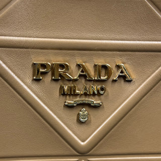 PRADA Symbole Small Beige Khaki Leather Tote Bag