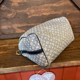 LOUIS VUITTON Speedy Bandouliere Blue Monogram Mini Lin Canvas Satchel