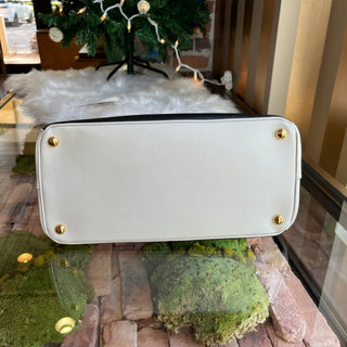 PRADA Convertible Bicolor Saffiano Leather Open Tote