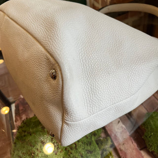 PRADA White Daino Leather Hobo Bag