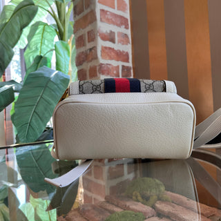 GUCCI Ophidia Small White GG Web Canvas Stripe Backpack
