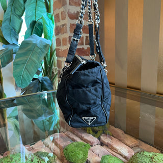 PRADA Black Quilted Nylon Shoulder Bag