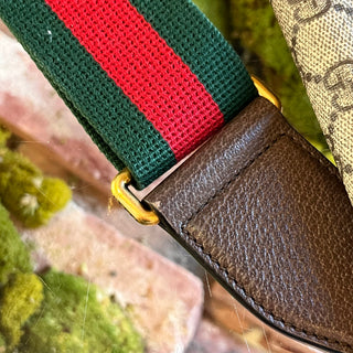 GUCCI Neo Vintage Medium GG Supreme Monogram Web Flap Crossbody