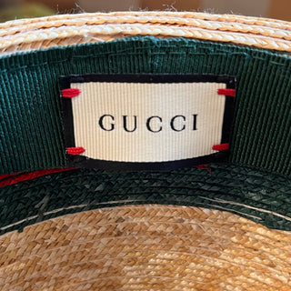 GUCCI Raffia Web Stripe Fedora Hat SZ 57 (M)