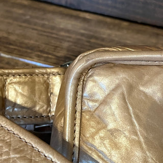 CHANEL Vintage Gold Aged Calfskin Leather Crossbody Bag