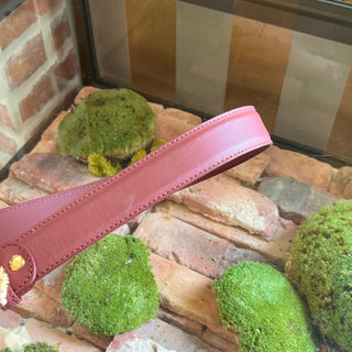 DOLCE & GABBANA Amore Pearl Logo Maroon Leather Belt