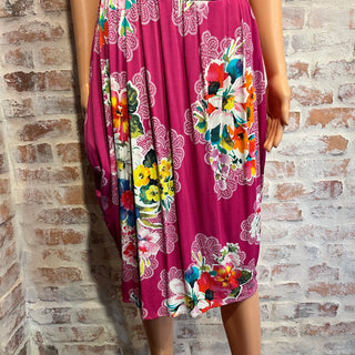 DOLCE&GABBANA Pink Floral Print Vintage Knee Length Chain Dress SZ40