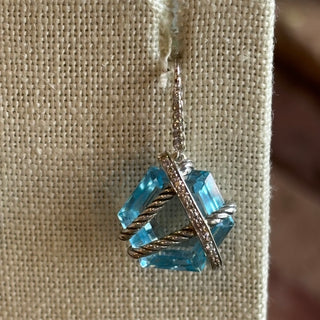 DAVID YURMAN Cable Wrap Blue Topaz Drop Earrings