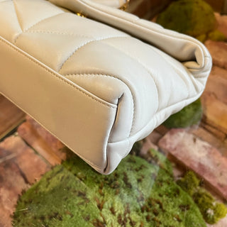 SAINT LAURENT LouLou Small White Puffer Lambskin Leather Shoudler Bag