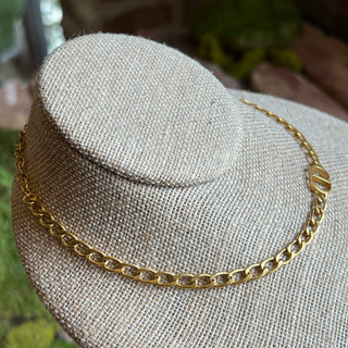 DIOR Matte Gold Metal Petit CD Choker Necklace