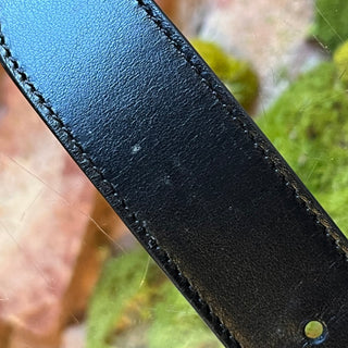 GUCCI Interlocking G Two Tone Buckle Black Leather Belt SZ 75/30