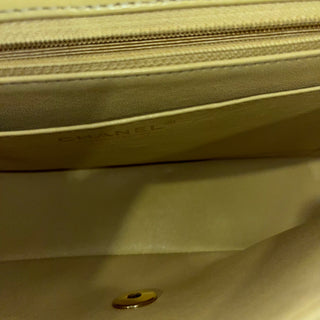 CHANEL Single Flap Whipstitch Beige Lambskin Shoulder Bag