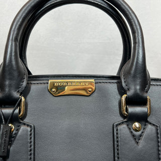 BURBERRY Cliffton Medium Black Smooth Leather Convertible Tote Bag