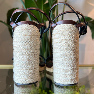 SAINT LAURENT Cassandra Wedge Espadrilles  SZ 37 1/2