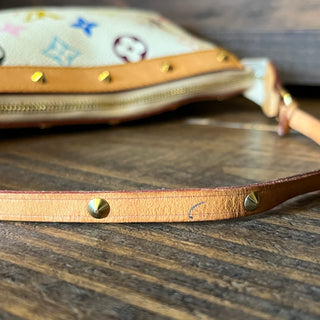LOUIS VUITTON Takashi Murakami Pochette Accessories White Monogram Multicolor Shoulder Bag