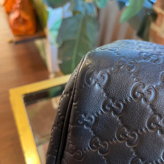 GUCCI Joy Boston Medium Black Guccissima Leather Satchel