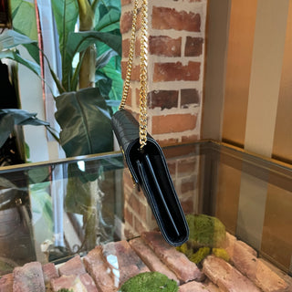 SAINT LAURENT Cassandra Black Chevron Leather Clutch