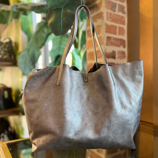 TIFFANY & CO Reversible Metallic Silver Suede Tote Bag