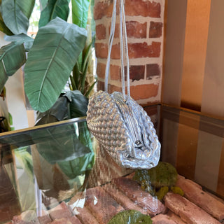 BOTTEGA VENETA The Pouch Mini Silver Bubble Wrap Clutch