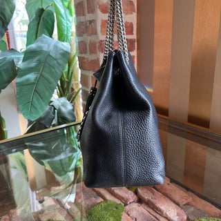 GUCCI Soho Studded Black Pebbled Calfskin Leather Chain Tote Bag