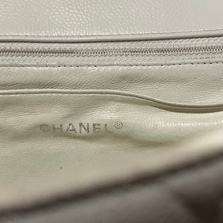 CHANEL Jumbo White Caviar Leather Single Flap Shoulder Bag