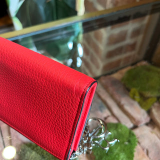 DIOR Diorissimo Red Bullcalf Leather Envelope Flap Wallet