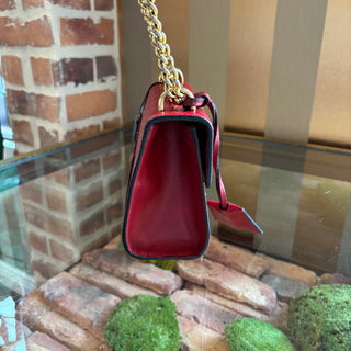 GUCCI Red Guccissima Signature Padlock Shoulder Bag