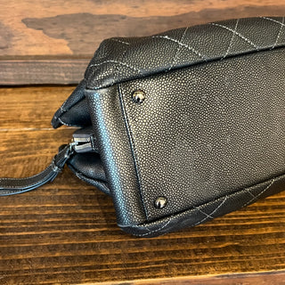 CHANEL Timeless Accordion Gray Caviar Leather Tote Bag