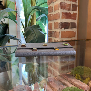 SALVATORE FERRAGAMO Taupe Leather Stud Wallet