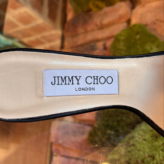 JIMMY CHOO Black Satin Crystal Heels SZ 35.5 (US 5.5)