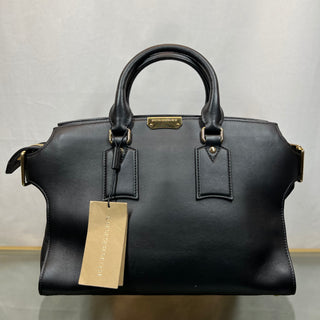 BURBERRY Cliffton Medium Black Smooth Leather Convertible Tote Bag