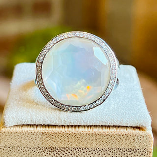 IPPOLITA Lollipop Mini 925 Sterling Silver Diamond Mother of Pearl Ring SZ8