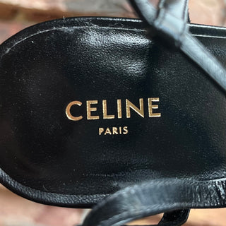 CELINE Black Lambskin Triomphe Sandals SZ 36.5 (US 6.5)