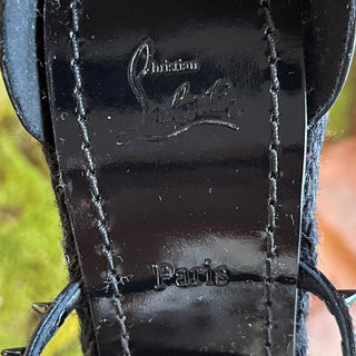 LOUBOUTIN Chocazeppa Spikes Black Espadrille Wedges SZ 38 (US 8)