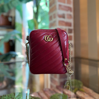 GUCCI Double Zip Marmont Red Quilted Leather Crossbody
