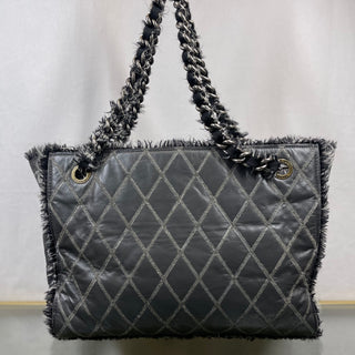 CHANEL Tweedy Gray Tweed Calfskin Shopping Tote Bag ADI1109