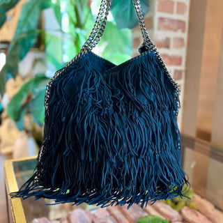 STELLA MCCARTNEY Falabella Fringe Black Eco Fringe Tote