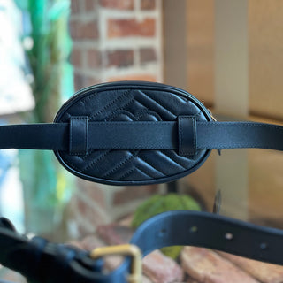 GUCCI GG Marmont Black Calfskin Matelasse Belt Bag SZ95/38(10US)