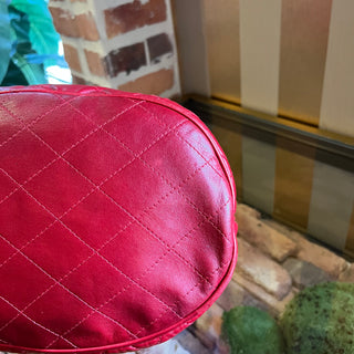 CHANEL Vintage Red Lambskin Leather Bucket Bag