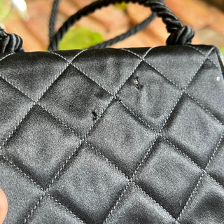 CHANEL Black Satin Vintage Rope Strap Shoulder Bag