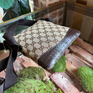 GUCCI Reins GG Monogram Canvas Brown Crossbody Bag