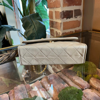 CHANEL Vintage Beige Quilted Lambskin Tassel Bag