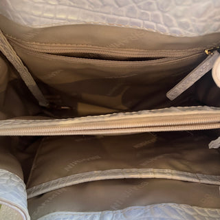 BRAMIN White Croc Embossed Iridescent Crossbody